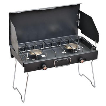 Portable 2 Brenner Camping Gas Herd, Outdoor Gas BBQ